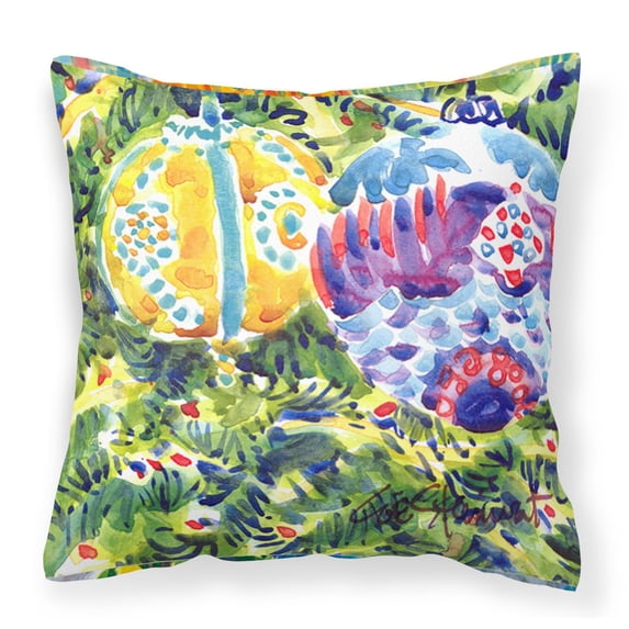 Carolines Treasures 6120PW1414 Christmas Tree Yellow and Purple Ornaments Fabric Decorative Pillow 14Hx14W multicolor