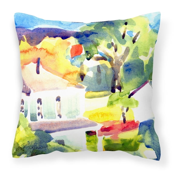Carolines Treasures 6131PW1414 Houses Decorative   Canvas Fabric Pillow 14Hx14W multicolor