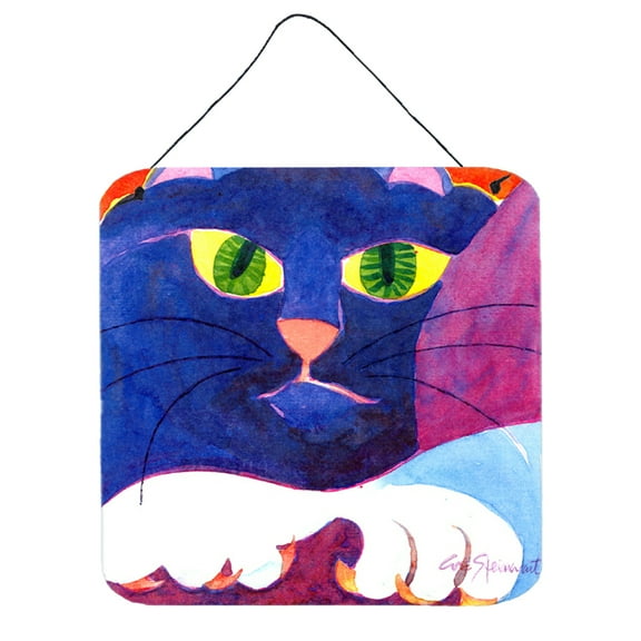 Carolines Treasures 6138DS66 Big Blue Cat Wall or Door Hanging Prints 6x6 multicolor