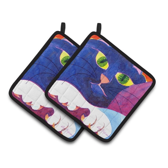 Carolines Treasures 6138PTHD Big Blue Cat Pair of Pot Holders , 7.5HX7.5W, multicolor