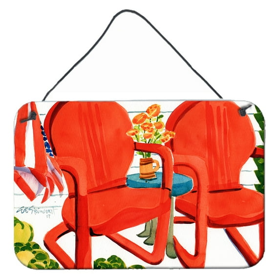 Carolines Treasures 6140DS812 Red Chairs Patio View Wall or Door Hanging Prints 8x12 multicolor