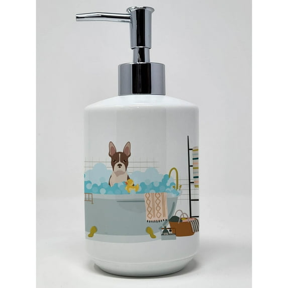 Carolines Treasures WDK5526SOAP 7.25 x 3.5 in. Red Boston Terrier Ceramic Soap Dispenser