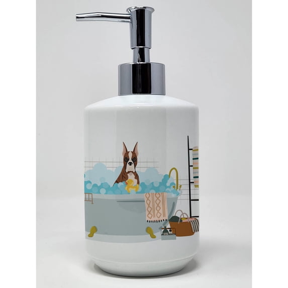 Carolines Treasures WDK5537SOAP 7.25 x 3.5 in. Red Brindle Boxer Ceramic Soap Dispenser