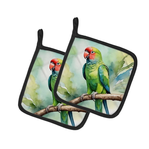 Carolines Treasures DAC7411PTHD 7.5 x 7.5 in. African Ringneck Parrot Pot Holders - Set of 2