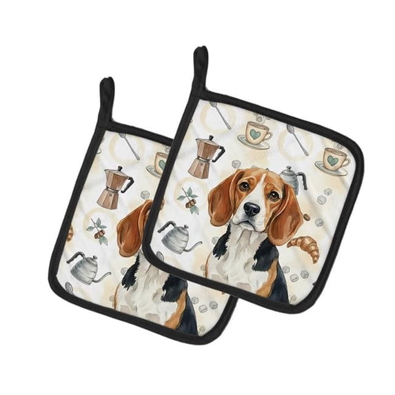 Carolines Treasures WDK7299PTHD 7.5 x 7.5 in. Beagle Coffee Bar Pair of Pot Holders