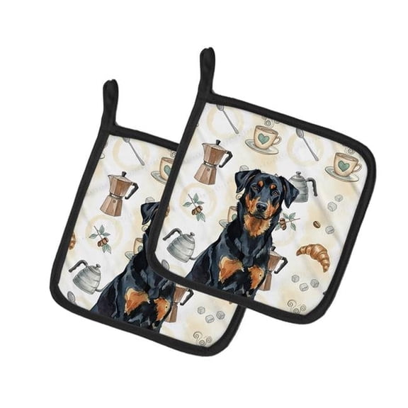 Carolines Treasures WDK7306PTHD 7.5 x 7.5 in. Beauceron Coffee Bar Pair of Pot Holders