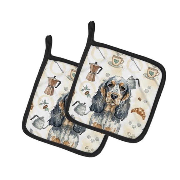 Carolines Treasures 7.5 x 7.5 in. Blue Roan & Tan English Cocker Spaniel Coffee Bar Pair of Pot Holders