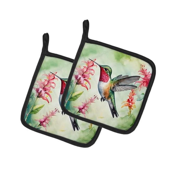 Carolines Treasures DAC7421PTHD 7.5 x 7.5 in. Broadtailed Hummingbird Pot Holders - Set of 2