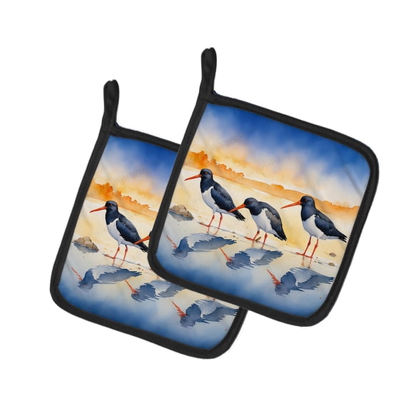 Carolines Treasures DAC7522PTHD 7.5 x 7.5 in. Oystercatchers Foraging Pot Holders - Set of 2