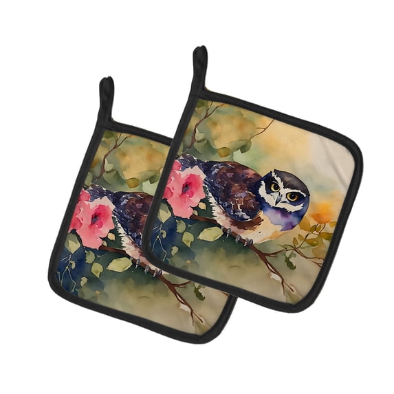 Carolines Treasures 7.5 x 7.5 in. Spectacled Owl Pot Holders - Set of 2