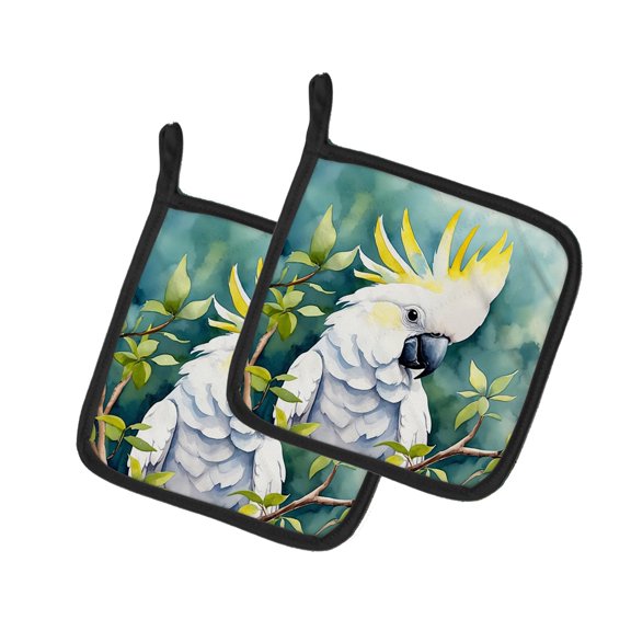 Carolines Treasures DAC7471PTHD 7.5 x 7.5 in. Sulphurcrested Cockatoo Pot Holders - Set of 2