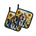 thumbnail image 1 of Carolines Treasures 7.5 x 7.5 in. Unisex English Coonhound in Sunflowers Pair of Pot Holder, 1 of 2