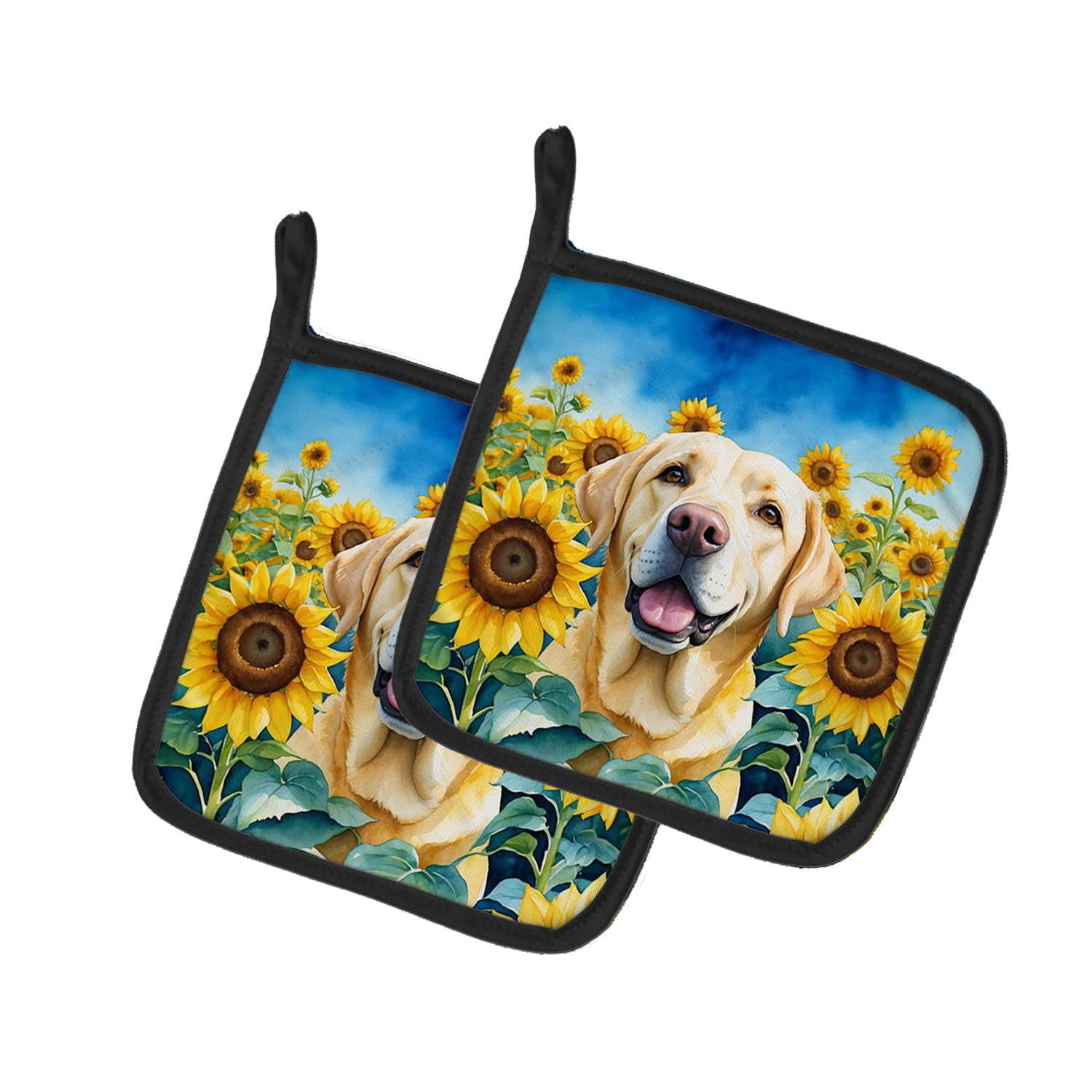Carolines Treasures 7.5 x 7.5 in. Unisex Labrador Retriever in Sunflowers Pair of Pot Holder
