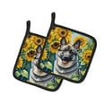 thumbnail image 1 of Carolines Treasures 7.5 x 7.5 in. Unisex Norwegian Elkhound in Sunflowers Pair of Pot Holder, 1 of 2