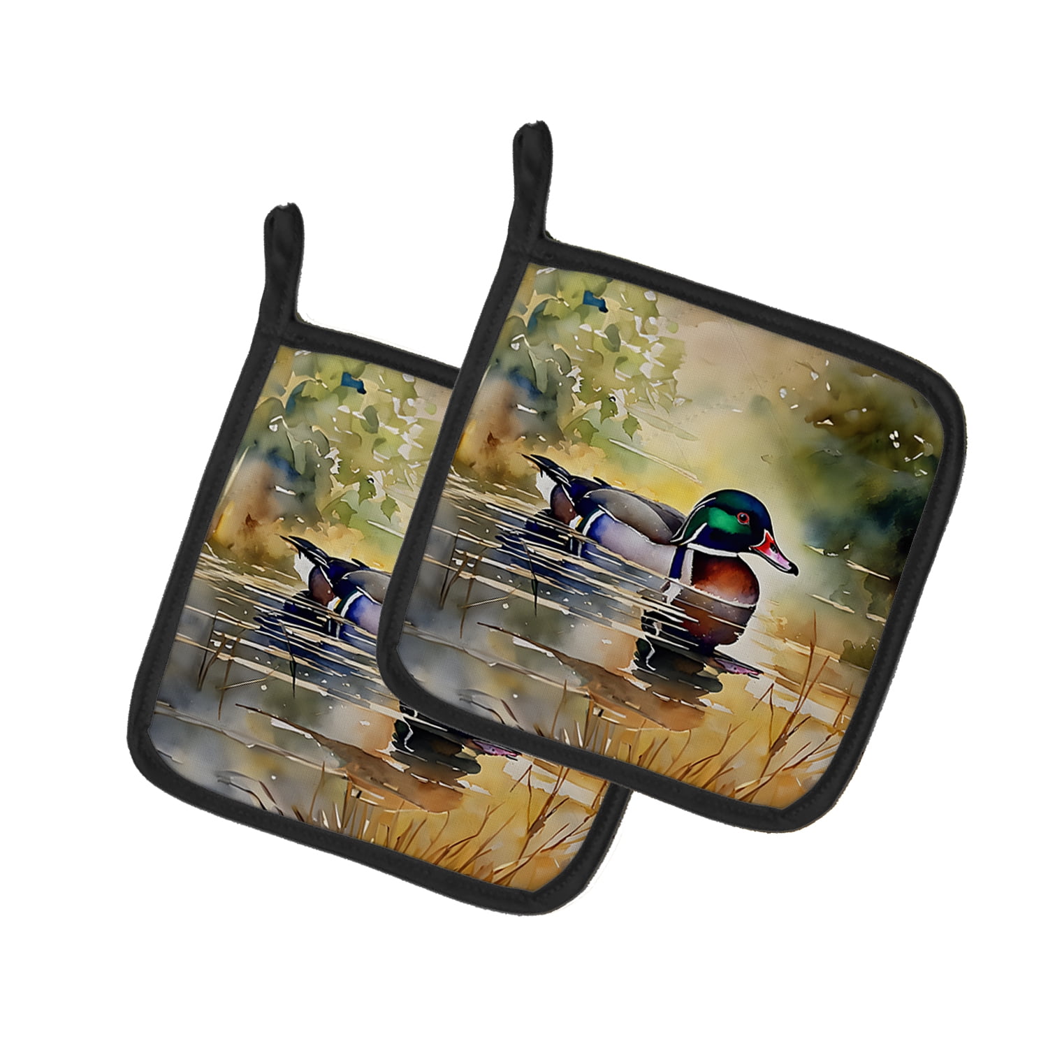 Carolines Treasures 7.5 x 7.5 in. Wood Duck Pot Holders - Set of 2