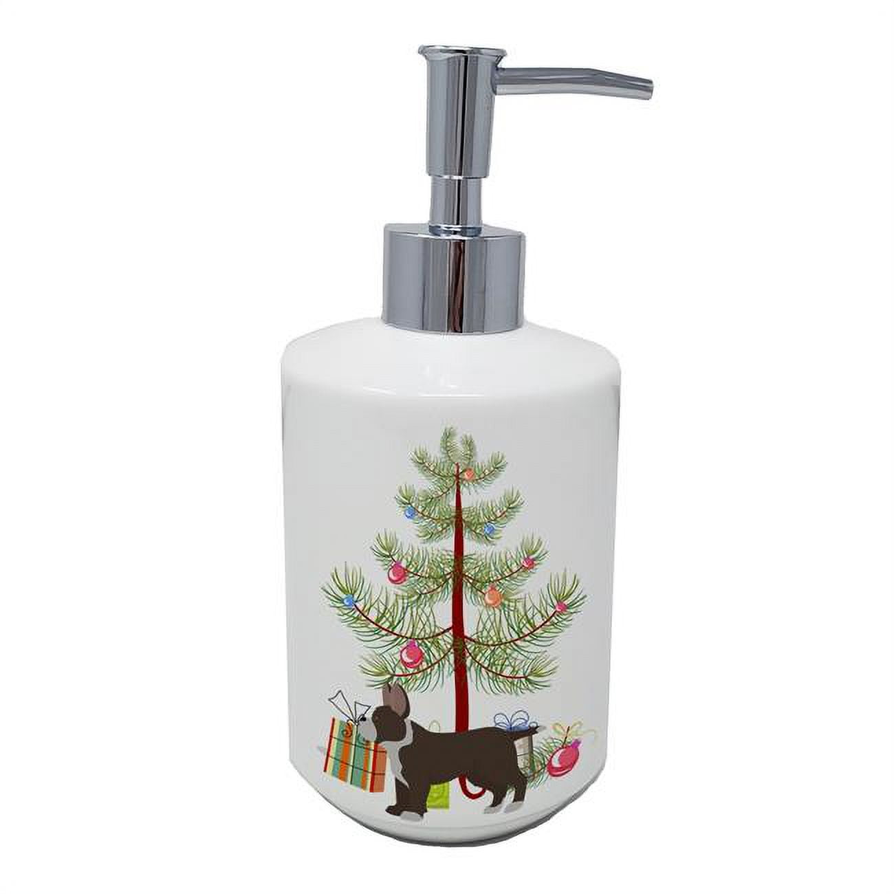 Carolines Treasures 7 x 3.5 in. Unisex Black French Bulldog Pit Bull Mix Christmas Tree Ceramic Soap Dispenser Walmart