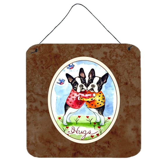 "Caroline's Treasures Hugs Boston Terrier Wall or Door Hanging Prints 7015DS66, 6HX6W, Multicolor"