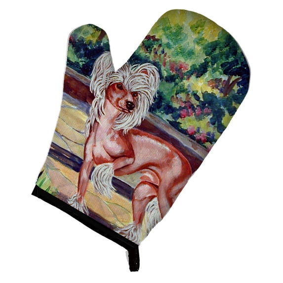Chinese Crested on the Patio Oven Mitt