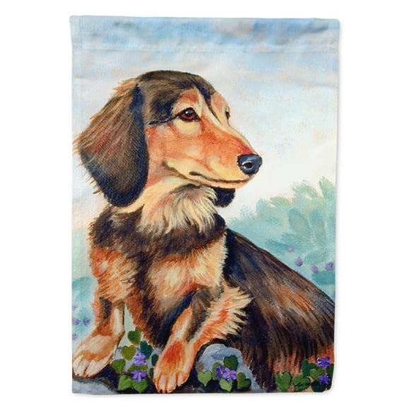 Carolines Treasures 7023-FLAG-PARENT Dachshund chocolate and tan Long Haired Flag  multicolor