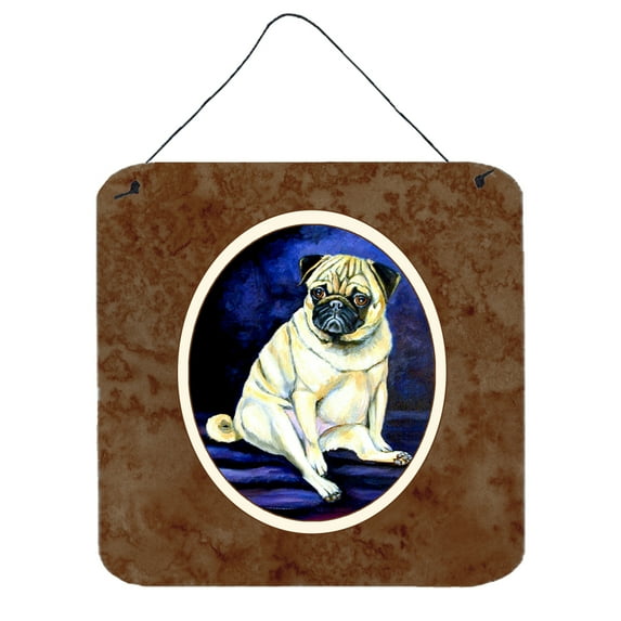 Carolines Treasures 7026DS66 Fawn Pug Penny for your thoughts Wall or Door Hanging Prints 6x6 multicolor