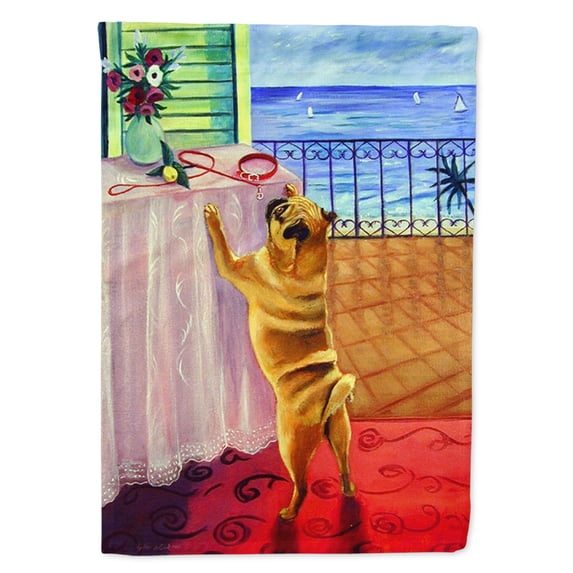 Carolines Treasures 7027-FLAG-PARENT Helping Himself Pug Flag multicolor