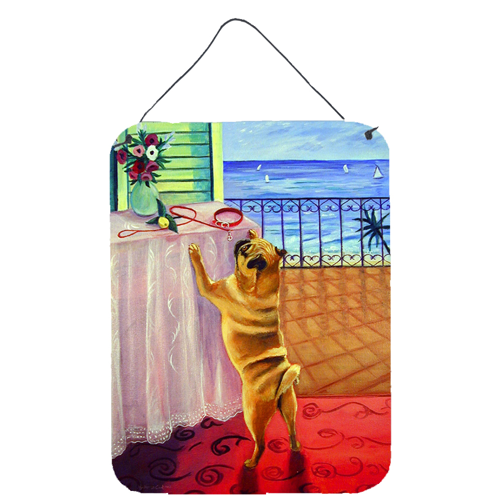 Carolines Treasures 7027DS1216 Helping Himself Fawn Pug Wall or Door Hanging Prints 12x16 multicolor