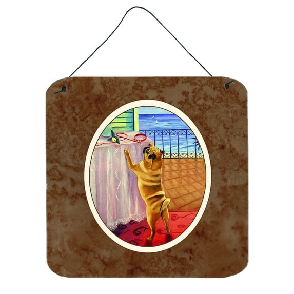 Carolines Treasures 7027DS66 Helping Himself Fawn Pug Wall or Door Hanging Prints 6x6 multicolor