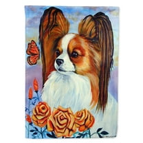 Carolines Treasures 7039-FLAG-PARENT Papillon in the roses Flag multicolor