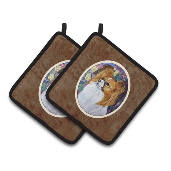 Carolines Treasures 7041PTHD Papillon Pair of Pot Holders , 7.5HX7.5W, multicolor