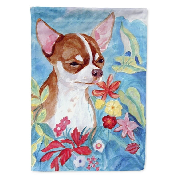 Carolines Treasures 7053-FLAG-PARENT Chihuahua in flowers Flag  multicolor