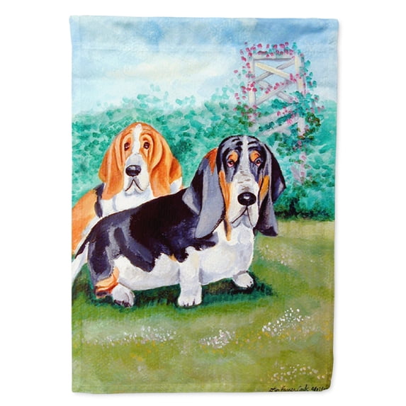 Carolines Treasures 7061-FLAG-PARENT Basset Hound Double Trouble Flag multicolor