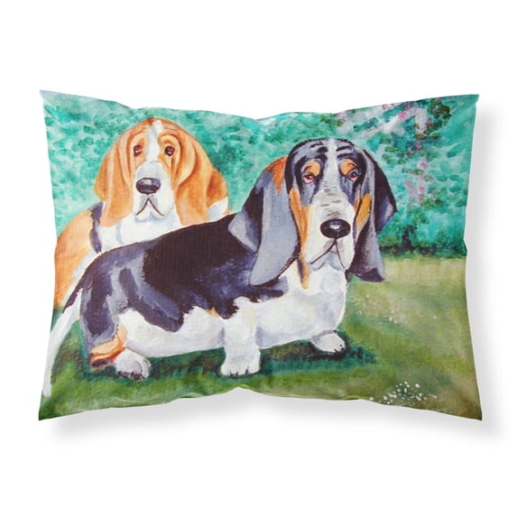 Carolines Treasures 7061PILLOWCASE Basset Hound Double Trouble Fabric Standard Pillowcase Standard multicolor