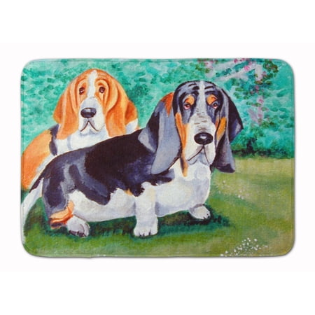 Carolines Treasures 7061RUG Basset Hound Double Trouble Machine Washable Memory Foam Mat 19 X 27" multicolor