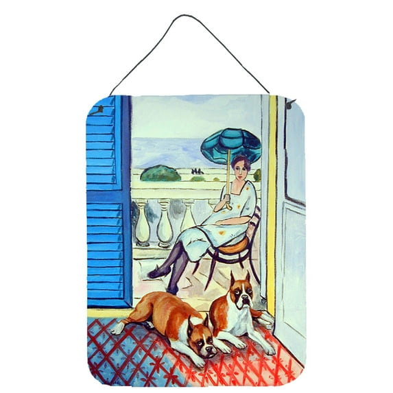 Carolines Treasures 7068DS1216 Lady with her Boxer Wall or Door Hanging Prints 12x16 multicolor