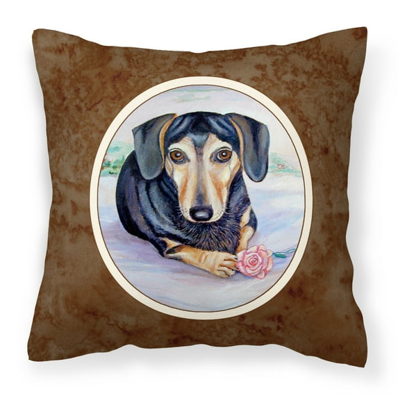 Carolines Treasures 7076PW1414 Black and Cream Dachshund Fabric Decorative Pillow 14Hx14W multicolor