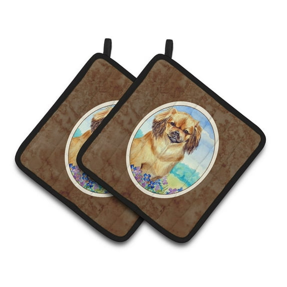 Carolines Treasures 7078PTHD Tibetan Spaniel Pair of Pot Holders , 7.5HX7.5W, multicolor