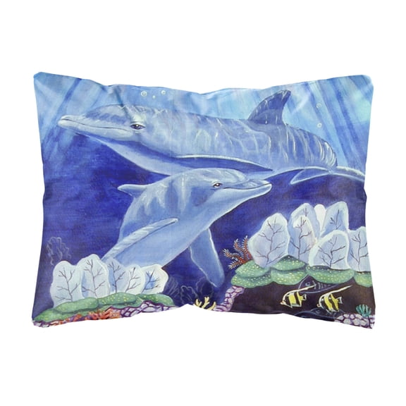 Carolines Treasures 7080PW1216 Dolphin under the sea Canvas Fabric Decorative Pillow, 12H x16W, multicolor