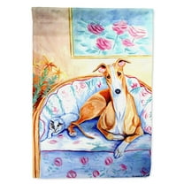 Whippet waiting on Mom Garden Flag