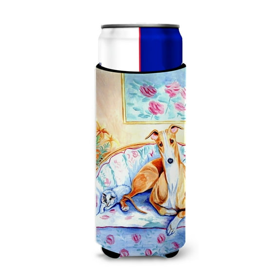 Carolines Treasures 7081MUK Whippet Waiting on you Ultra Hugger for slim cans Slim Can multicolor