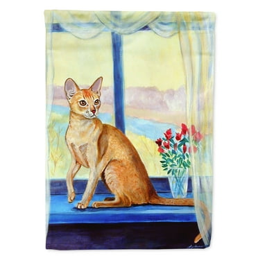 Carolines Treasures 7091-FLAG-PARENT Cat  in the window Flag  multicolor