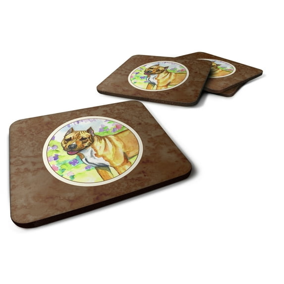 Carolines Treasures 7093FC Pit Bull Foam Coaster Set of 4 3 1/2 x 3 1/2 multicolor