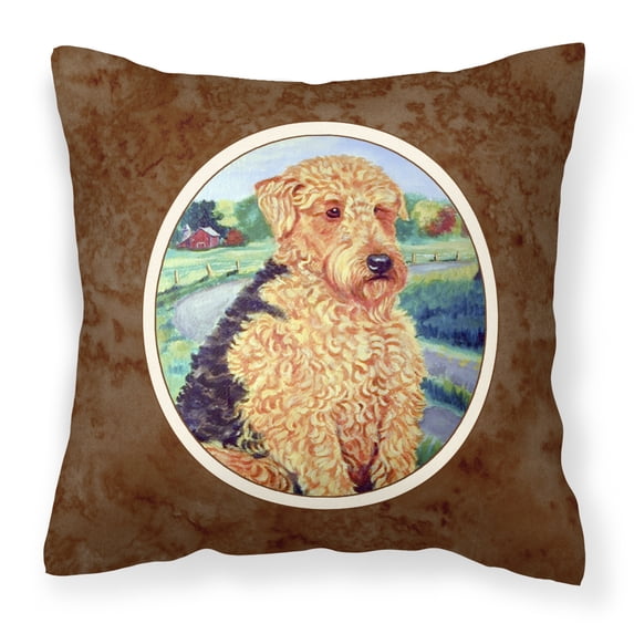 Carolines Treasures 7096PW1414 Airedale Terrier Fabric Decorative Pillow 14Hx14W multicolor
