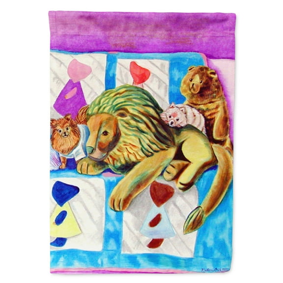 Carolines Treasures 7103-FLAG-PARENT Red and white Pomeranians on the couch Flag  multicolor