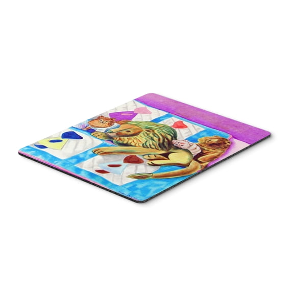 Carolines Treasures 7103MP Pomeranian on the Couch with Toy Tiger Mouse Pad Hot Pad or Trivet Large multicolor