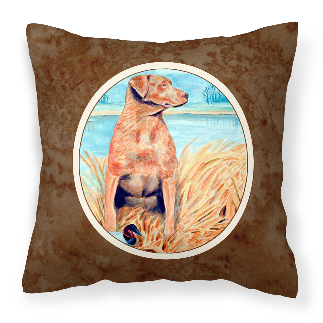 Carolines Treasures 7112PW1414 Chesapeake Bay Retriever Fabric Decorative Pillow 14Hx14W multicolor