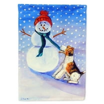 Carolines Treasures 7156-FLAG-PARENT Snowman with  Fox Terrier Flag  multicolor