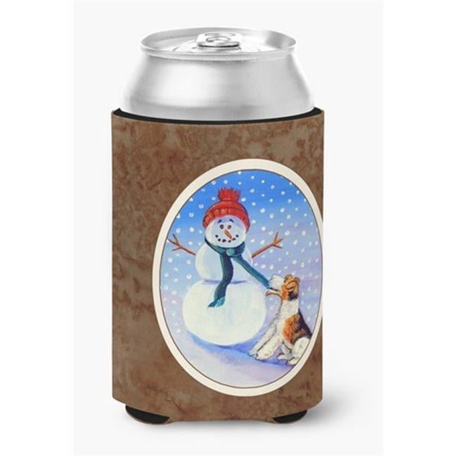 Caroline's Treasures 7156CC Snowman with  Fox Terrier Can or Bottle Hugger, Can Hugger, multicolor