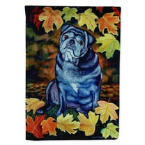 Carolines Treasures 7159-FLAG-PARENT Old Black Pug in fall leaves Flag multicolor