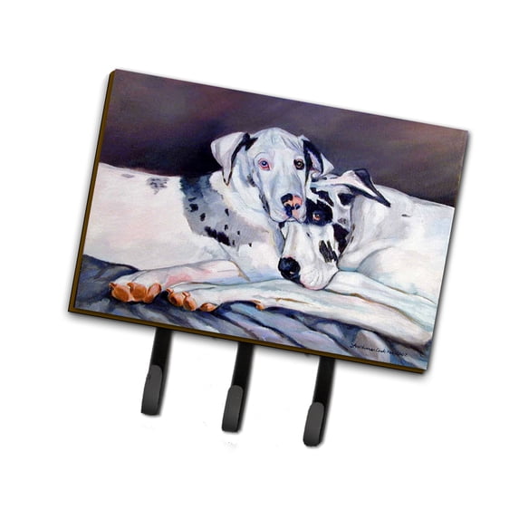Carolines Treasures 7163TH68 Harlequin Natural Great Danes Leash or Key Holder Triple multicolor
