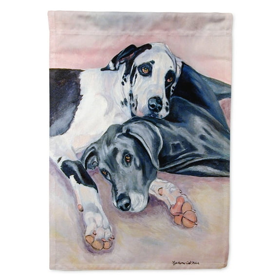 Carolines Treasures 7164-FLAG-PARENT Harlequin and Bule Natural Great Danes Flag multicolor